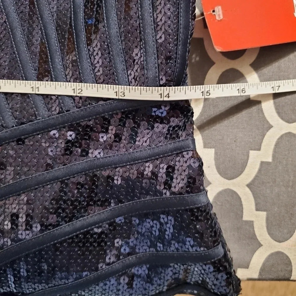 Tadashi Shoji Sequin Bodycon Formal Evening Dress Navy Wmns Size 8 - Picture 11 of 12